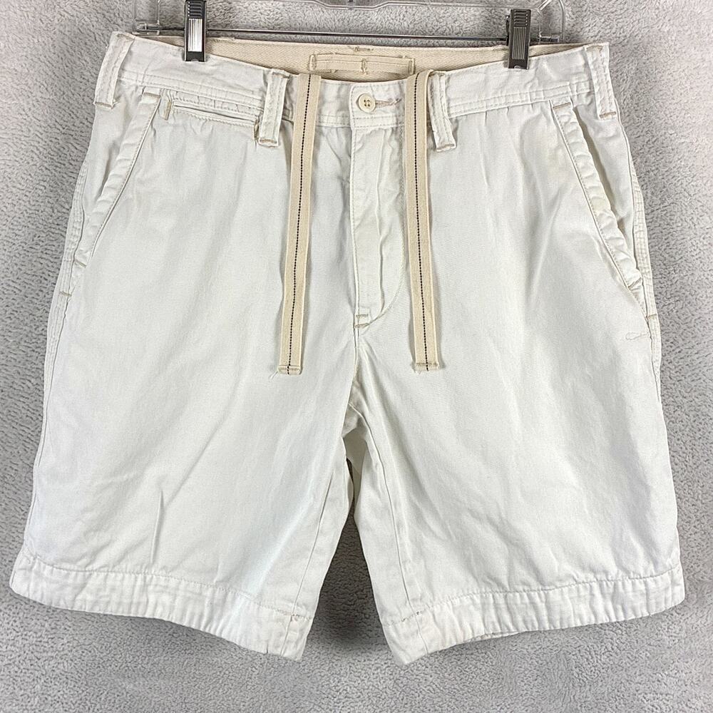VTG Polo Ralph Lauren Shorts Mens 32 White Heavyweight Drawstring Chino Preppy